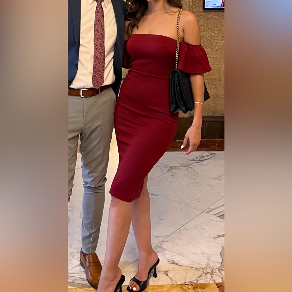 Red Bodycon Off Shoulder Cocktail Dress